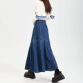 Ankle-Length High Waist Denim Jean Skirt