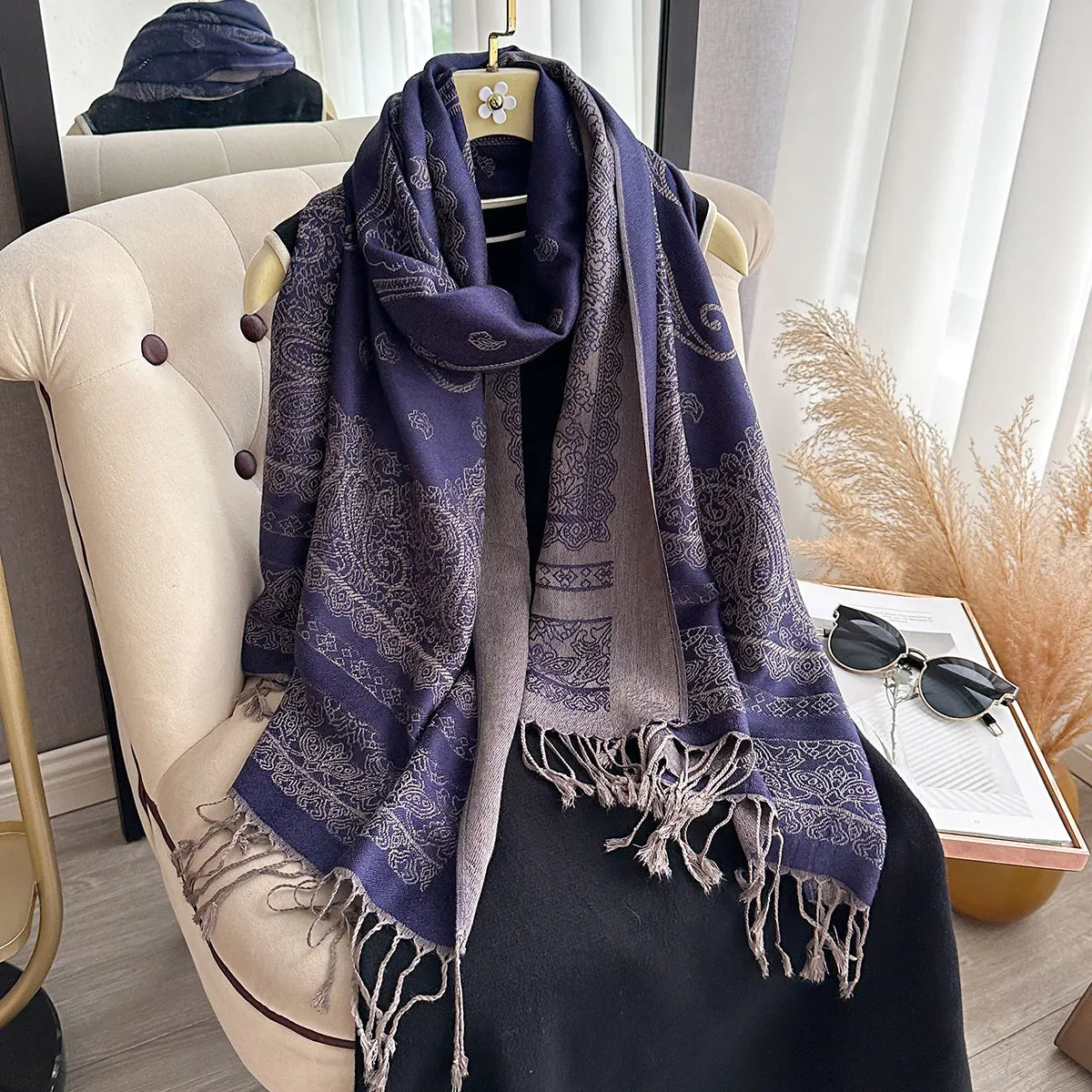 Fringed Paisley Shawl Scarf