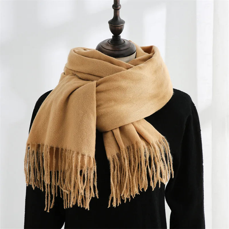 Unisex Cashmere Pashmina Scarf With Tassels