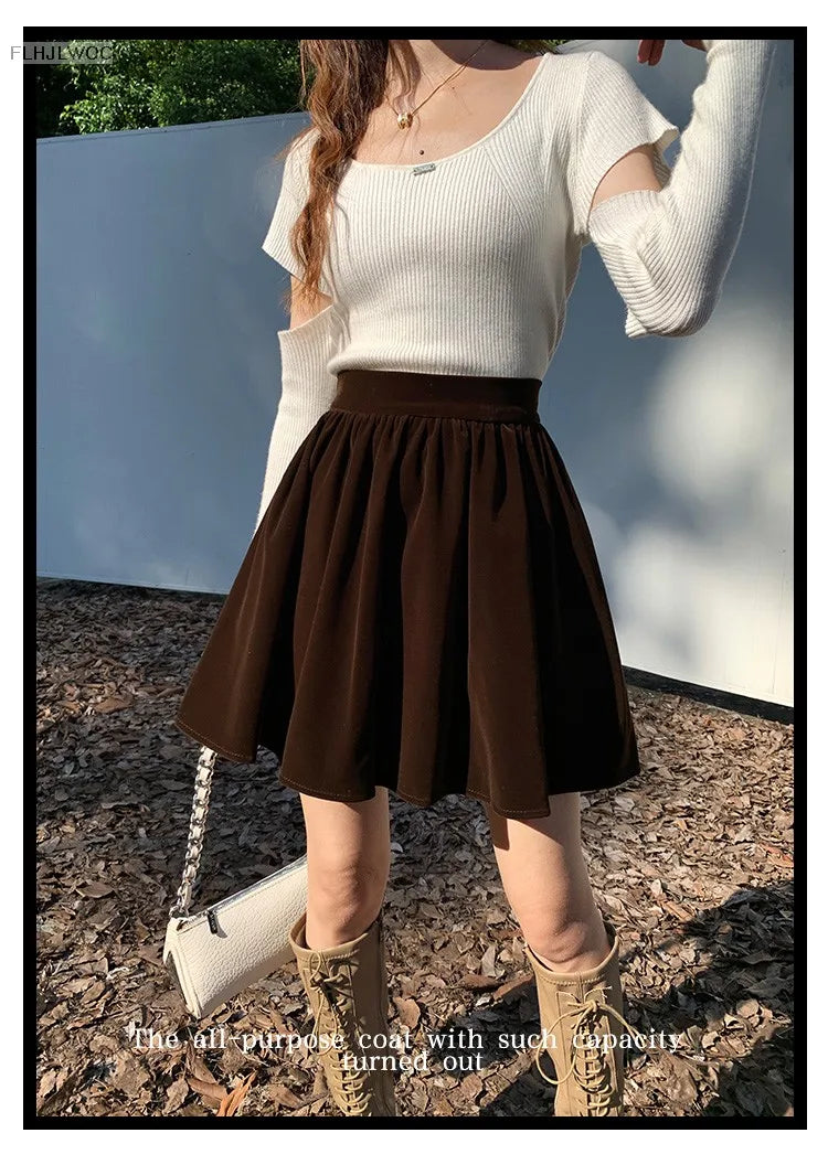 Velvet High-Waist Mini Skirt