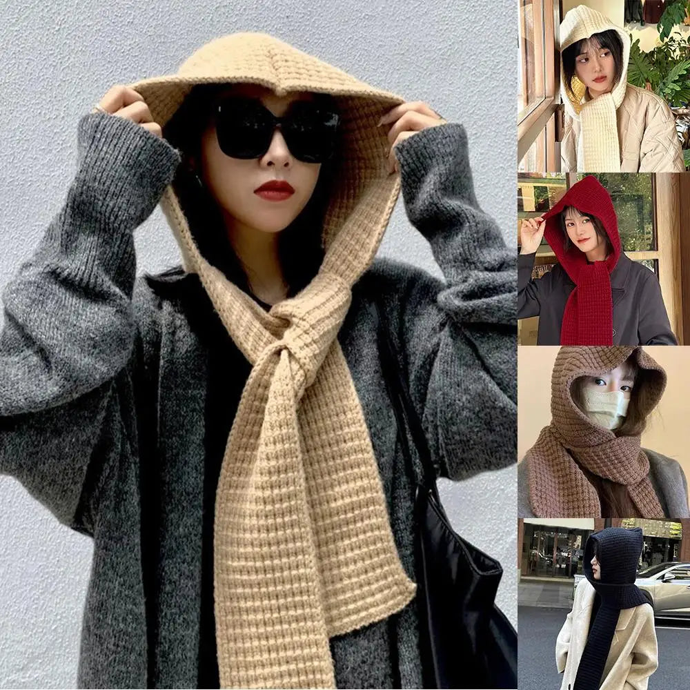 Casual Knit Hooded Scarf