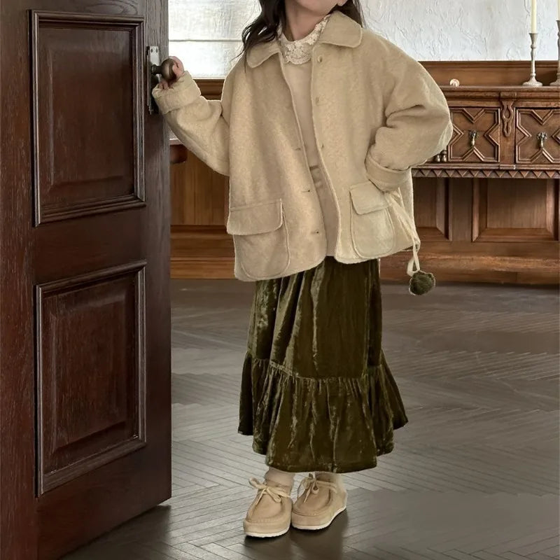 Ruffled Velvet Skirt