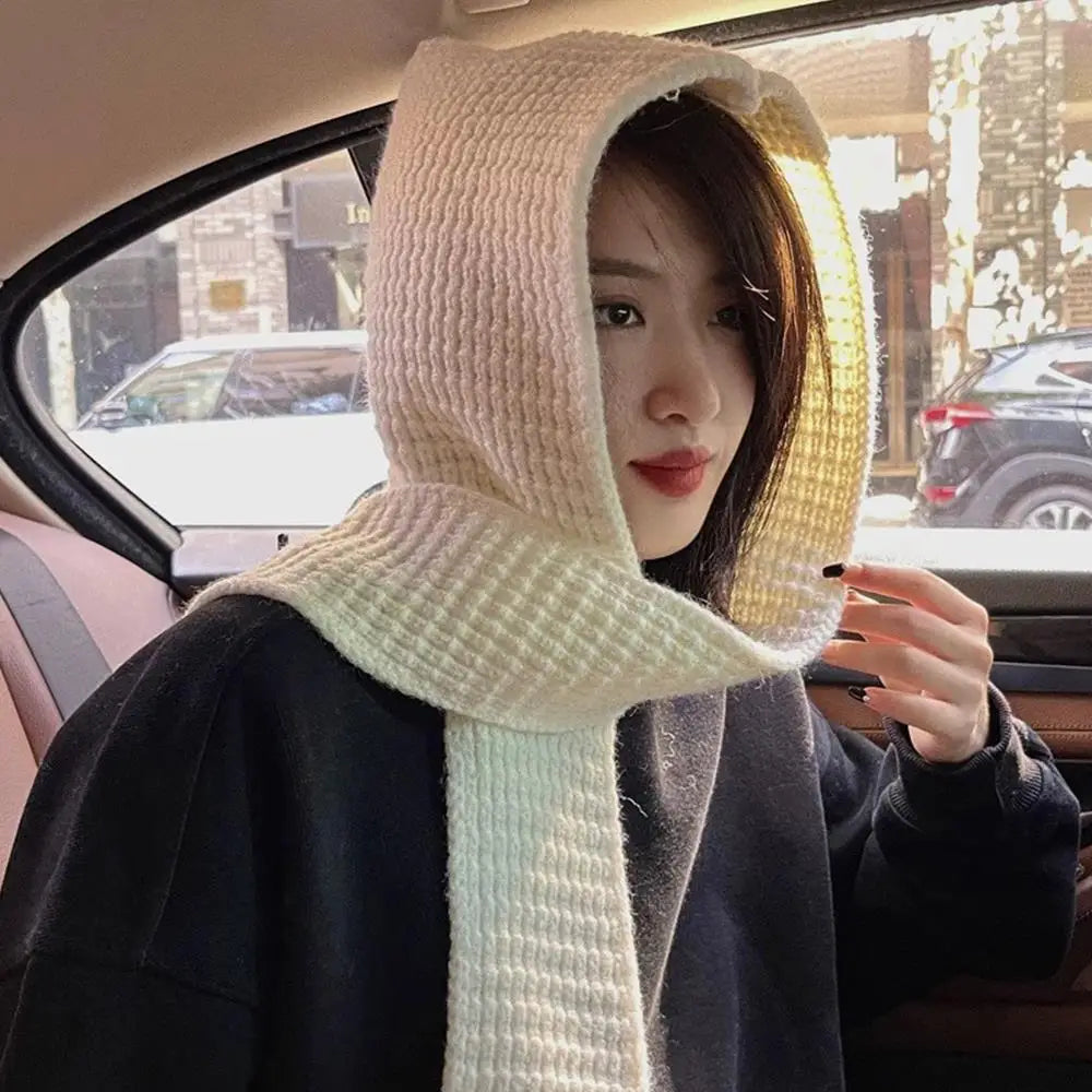 Casual Knit Hooded Scarf