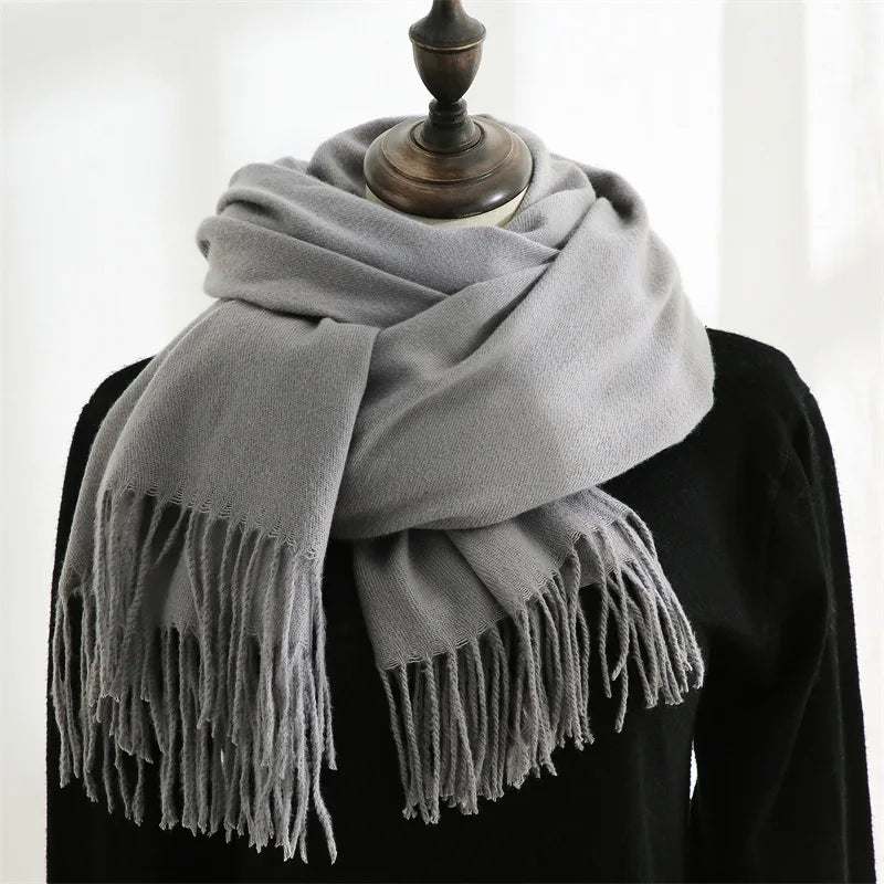 Unisex Cashmere Pashmina Scarf With Tassels