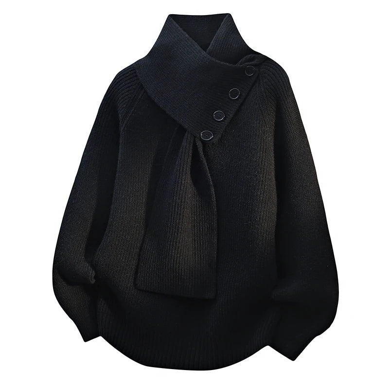 Men's Knit Pullover Sweater Scarf