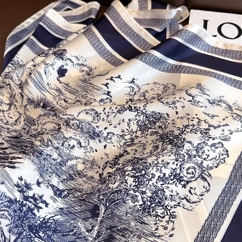 Elegant and Versatile Plant-printed Silk Scarf