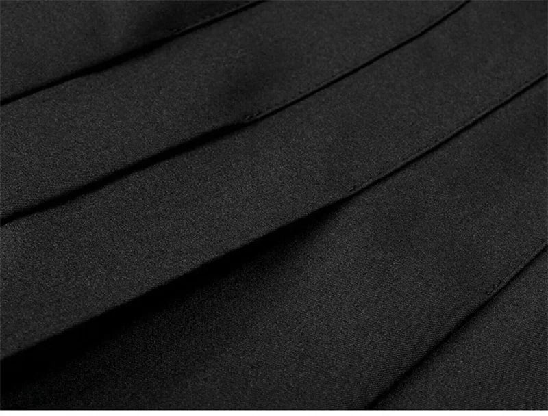 Long Gray Retro Slim A-Line Casual Pleated Skirt
