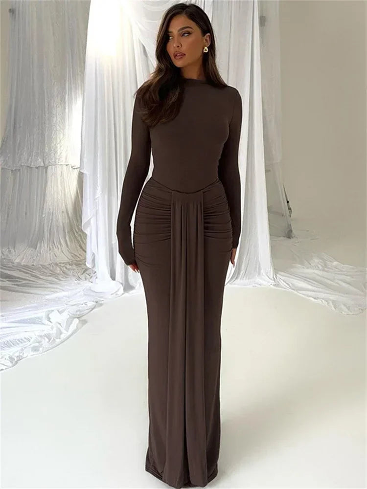 2 Piece-Set Maxi Pleated Skirt Outfit