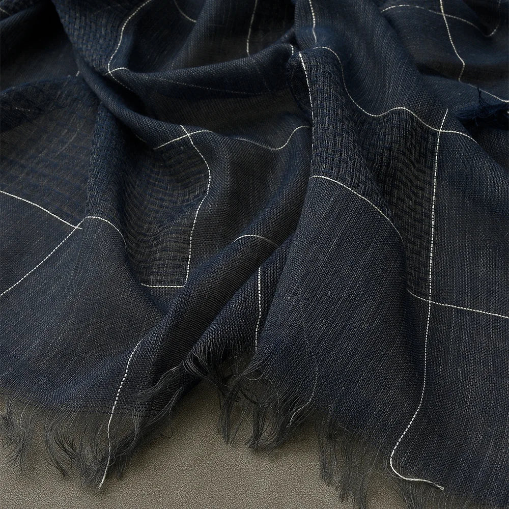 Men's Cotton Linen Tasseled Patchwork Scarf