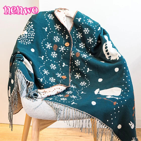Nenwo Versatile Thick Double-sided Cartoon Scarf/Shawl