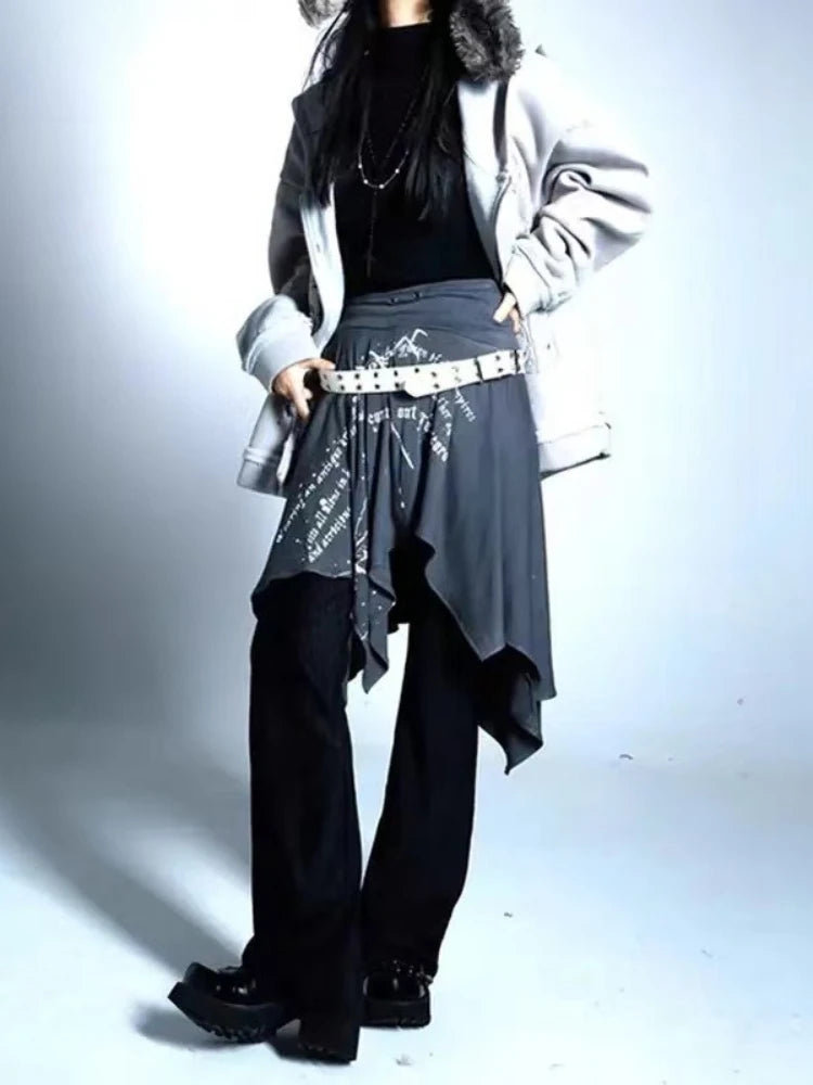 Midi Retro Gothic Punk Skirt