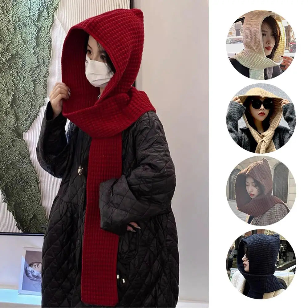 Casual Knit Hooded Scarf