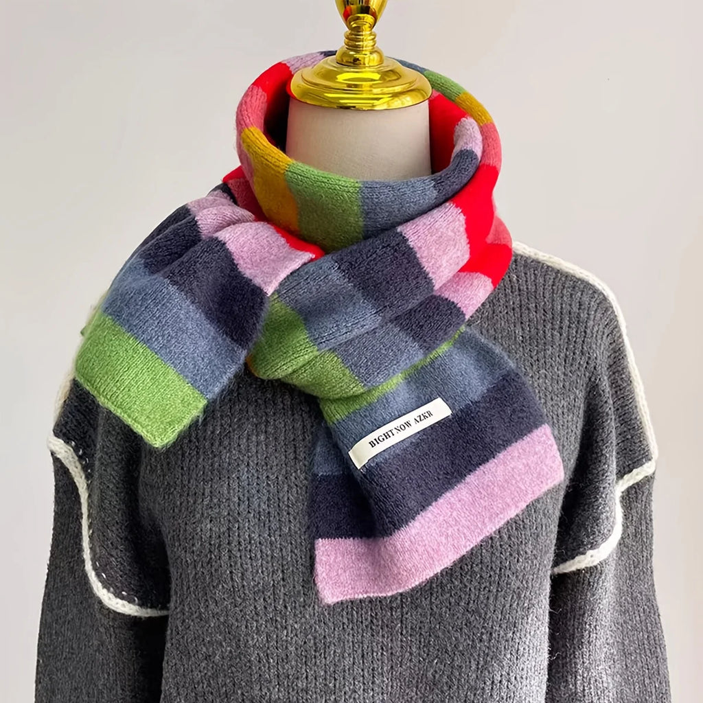 Casual Knitted Striped Scarf - Warm, Breathable & Ear Protection.