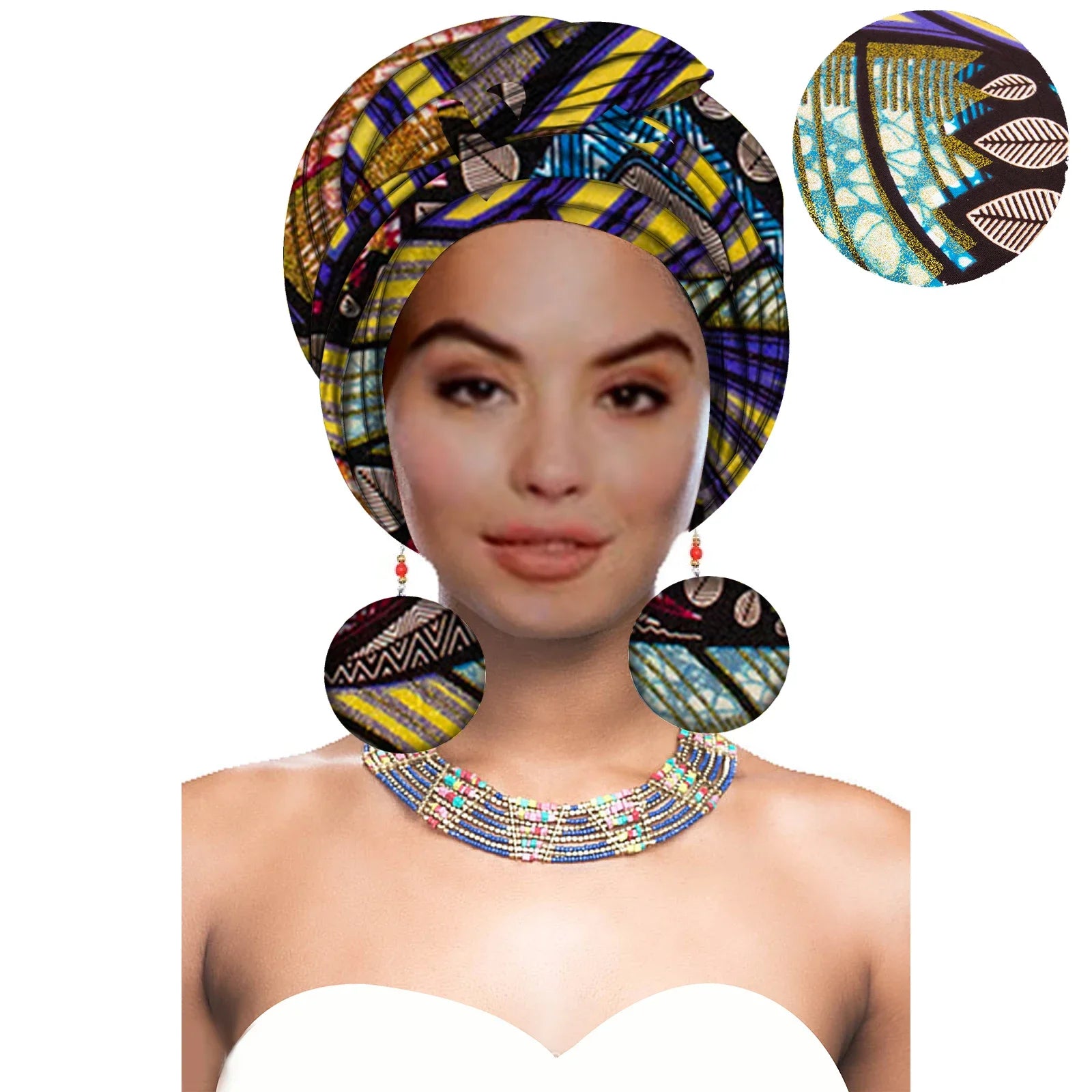 African Headwrap with Matching Earrings