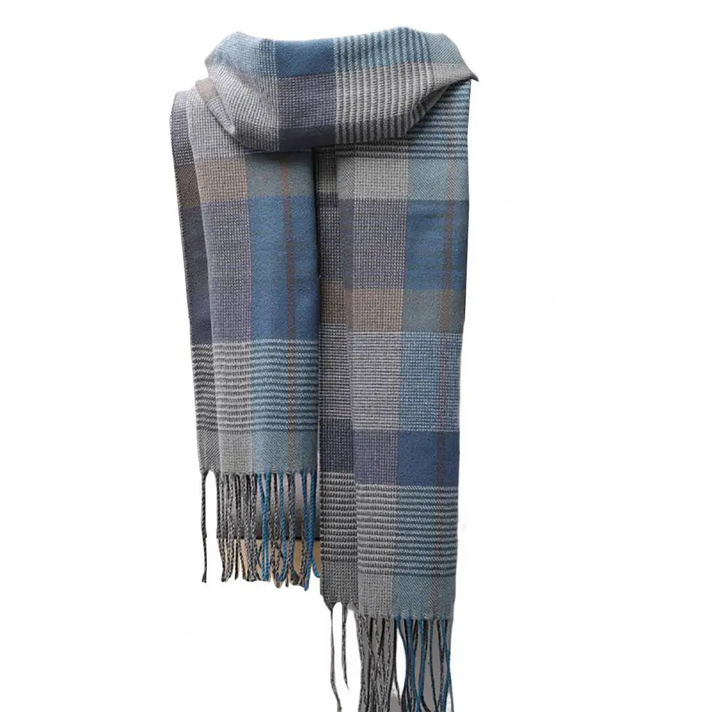 Fringed Plaid Tasseled Cashmere Scarf