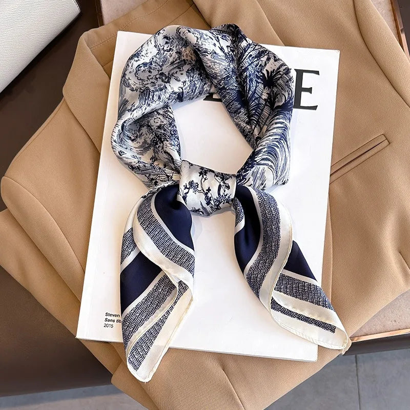 Elegant and Versatile Plant-printed Silk Scarf