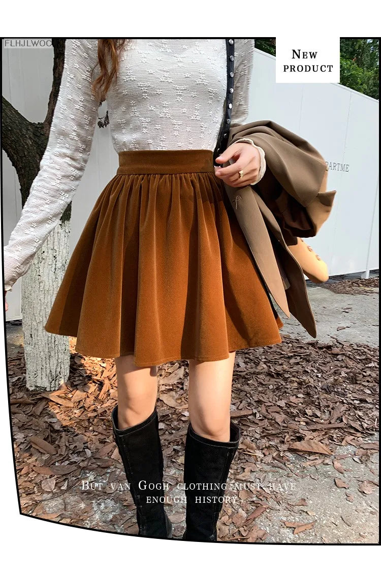 Velvet High-Waist Mini Skirt