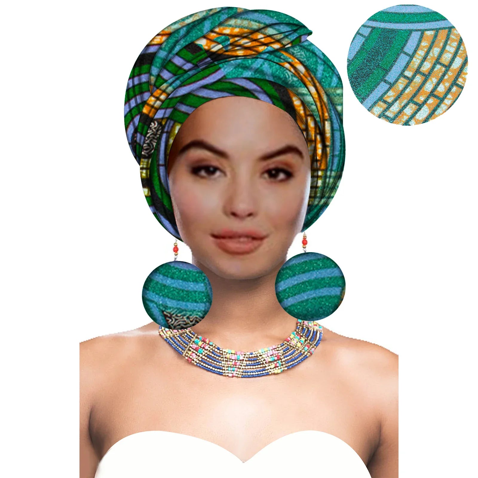 African Headwrap with Matching Earrings