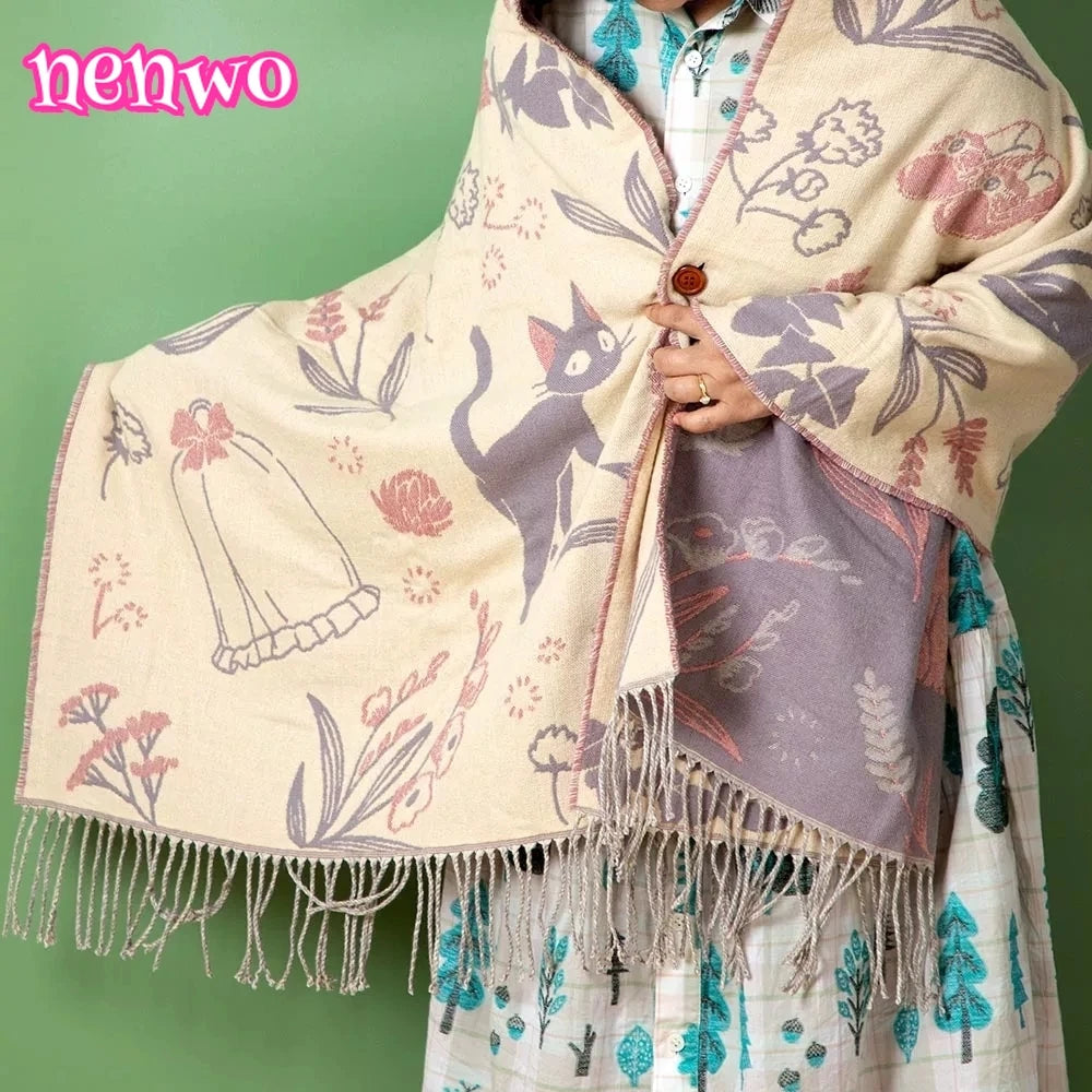 Nenwo Versatile Thick Double-sided Cartoon Scarf/Shawl