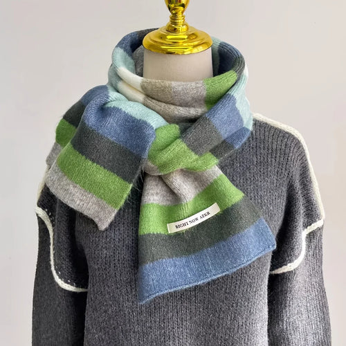 Casual Knitted Striped Scarf - Warm, Breathable & Ear Protection.