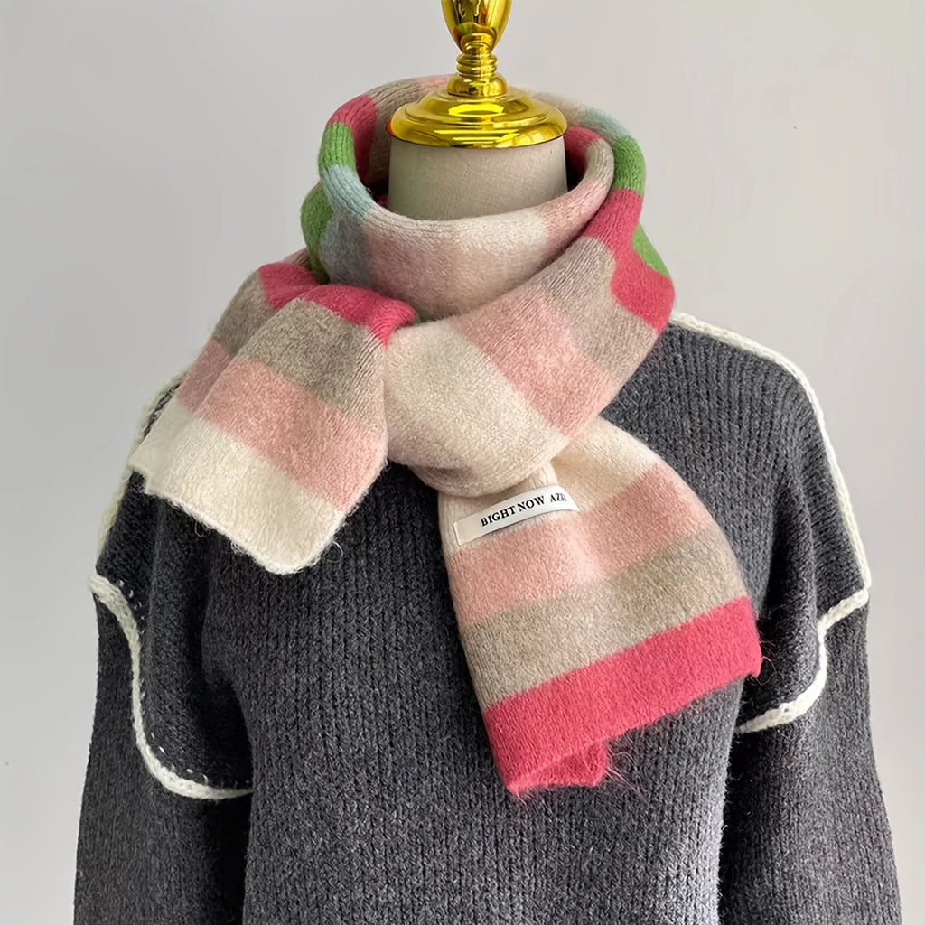 Casual Knitted Striped Scarf - Warm, Breathable & Ear Protection.
