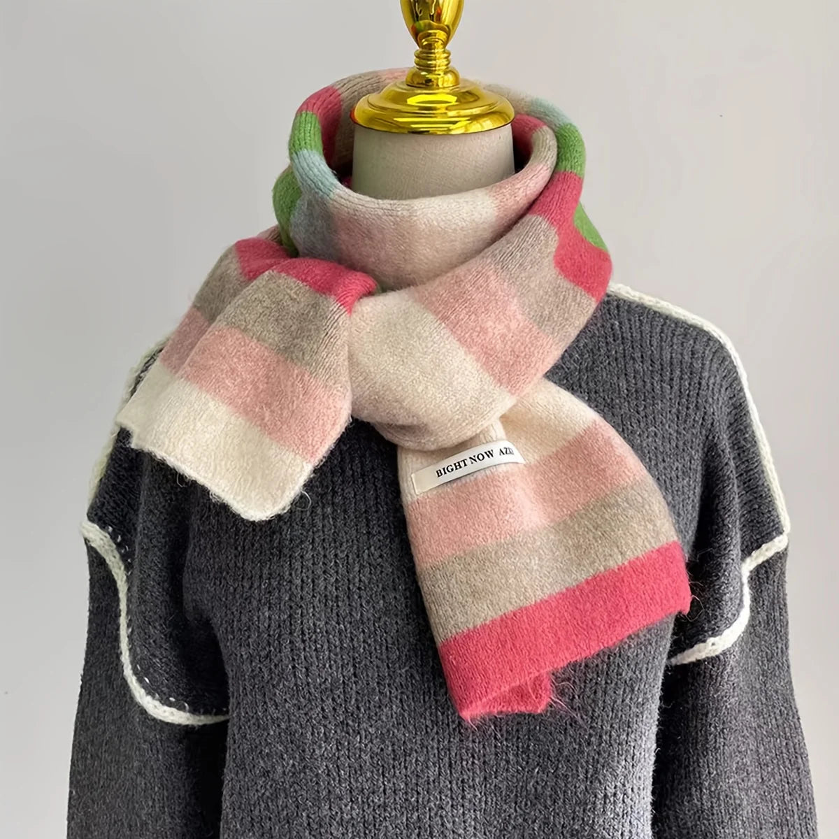 Casual Knitted Striped Scarf - Warm, Breathable & Ear Protection.