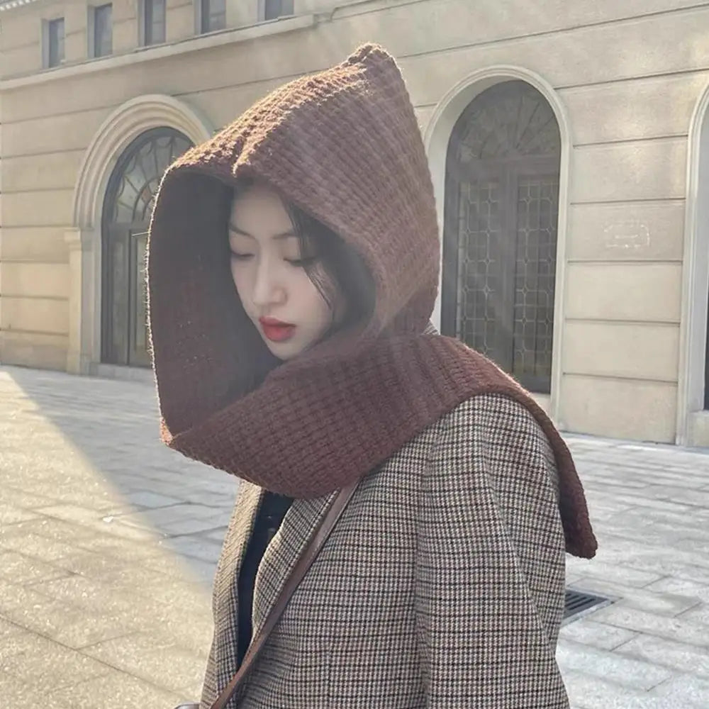 Casual Knit Hooded Scarf
