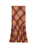 Checkered High Waist Floor Length Skirt