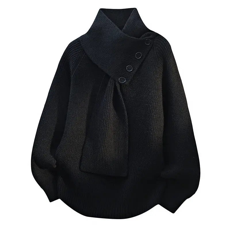 Men's Knit Pullover Sweater Scarf