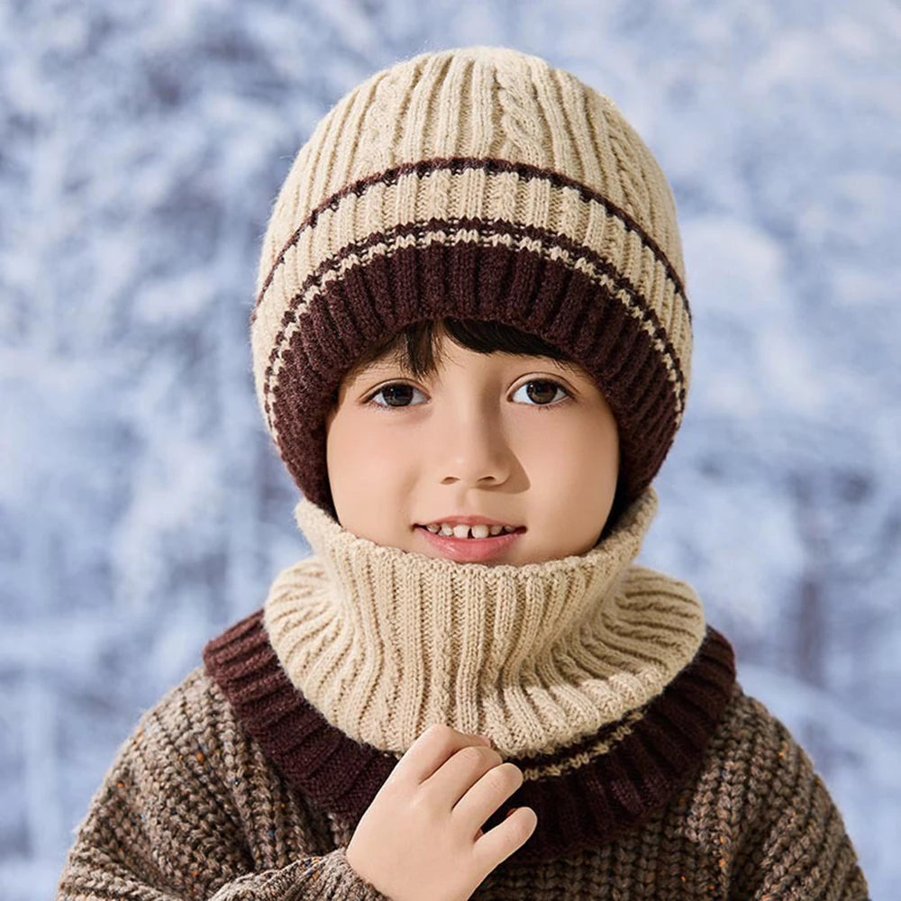 Children's Knitted Wool Hat & Scarf Set