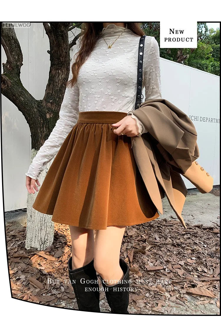 Velvet High-Waist Mini Skirt