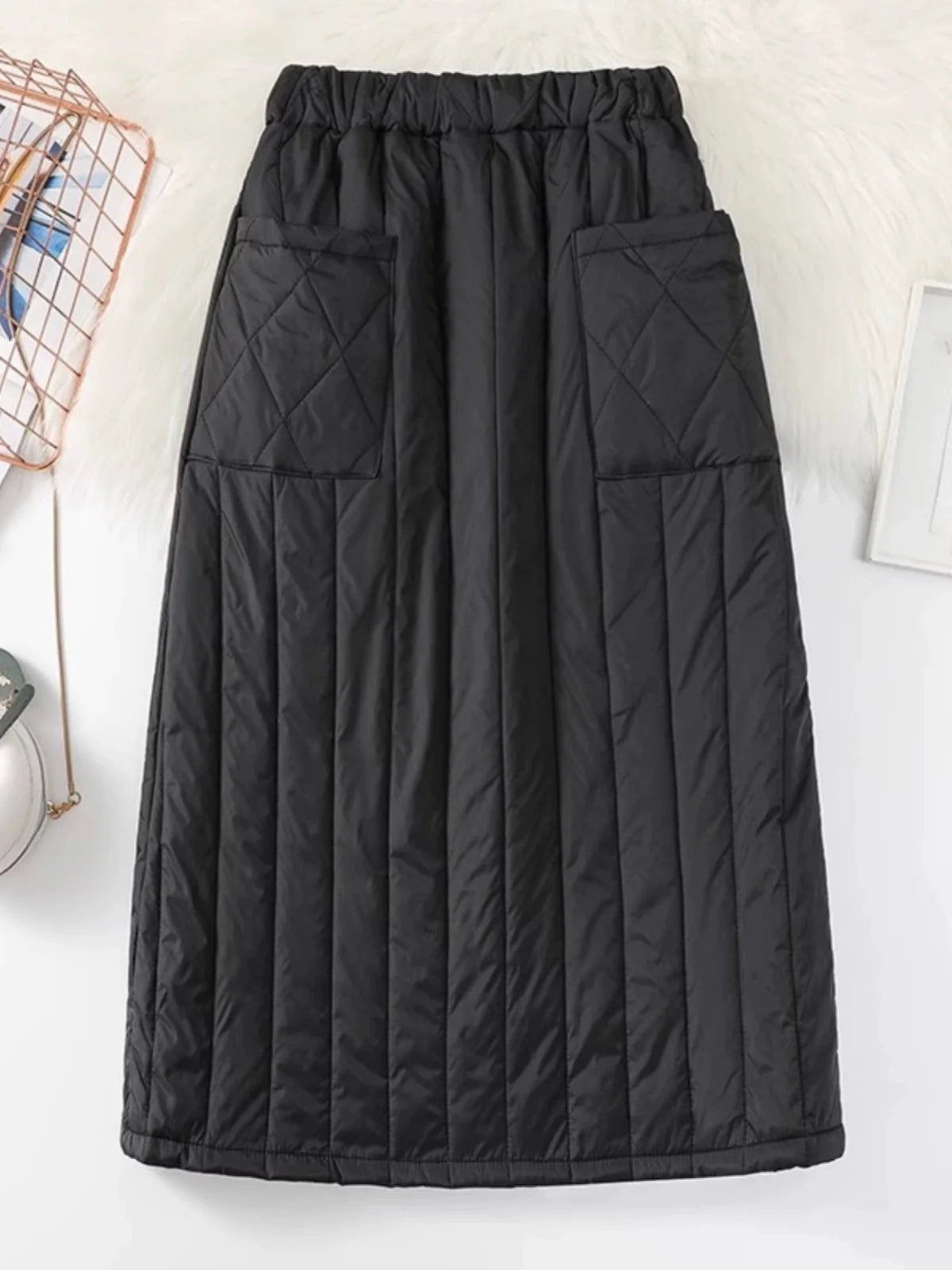 Midi Stretch Waist Windbreaker Skirt