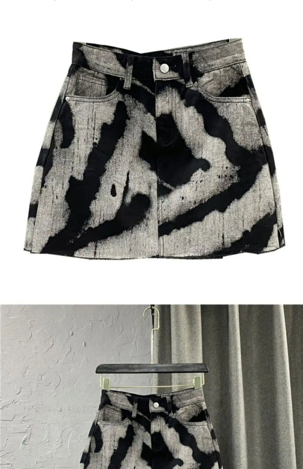 High Waist Slim Denim Skirt with Raw Edges