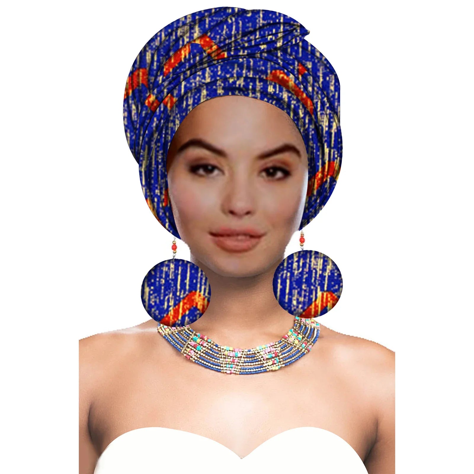 African Headwrap with Matching Earrings
