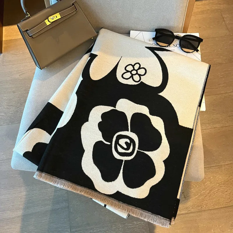 Elegant Flowers Soft Pashmina Long Shawl Scarf