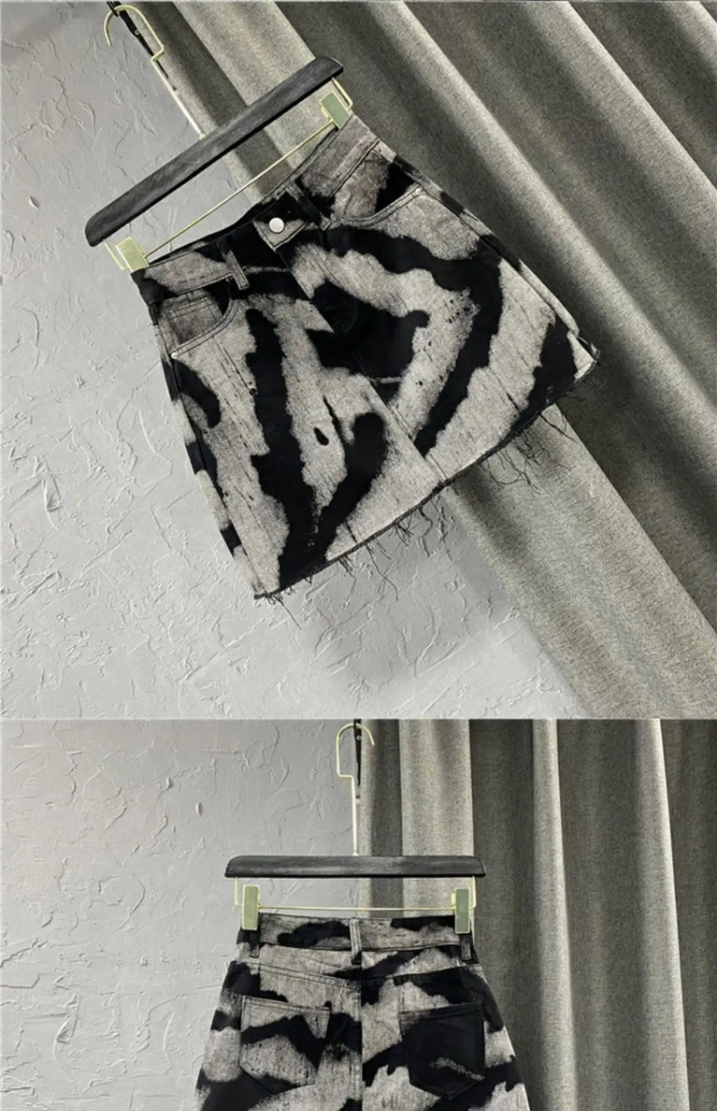 High Waist Slim Denim Skirt with Raw Edges