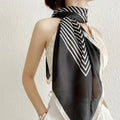 Black/White Elegant Striped Square Scarf