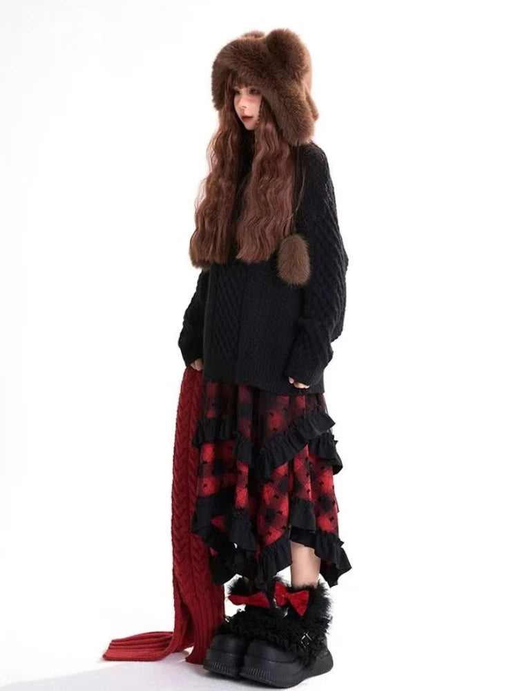 Midi Retro Gothic Punk Skirt