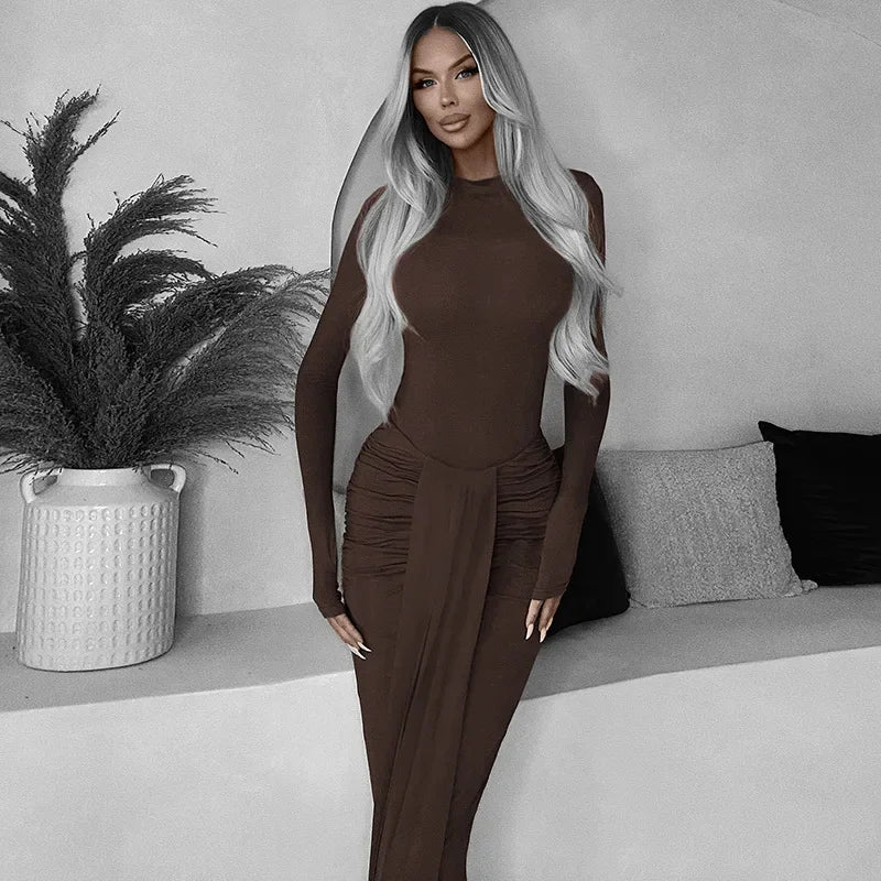 2 Piece-Set Maxi Pleated Skirt Outfit