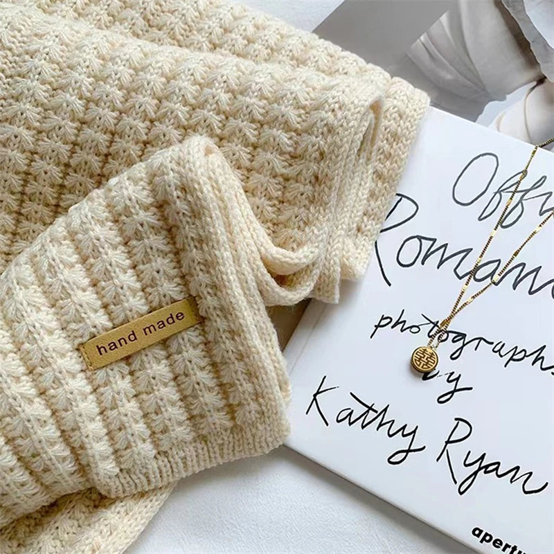 Thick Long Cashmere Knit Scarf