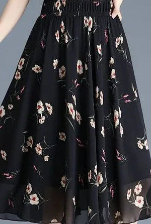 Floral Chiffon Midi Skirt