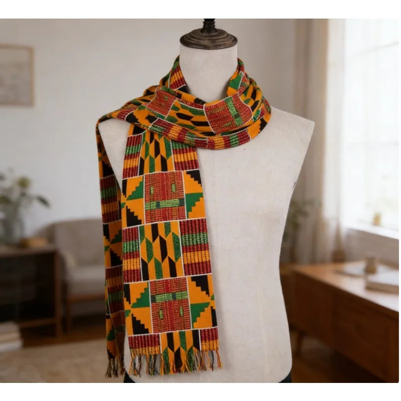 African Retro Cotton Long Scarf Shawl Wrap