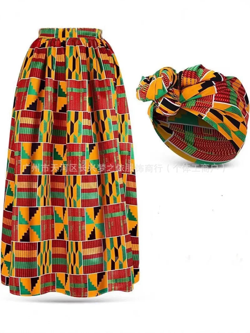 African Long Print Maxi Ankle-Length Skirt