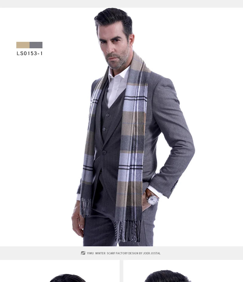 Classic Faux Cashmere Men's Winter Scarf