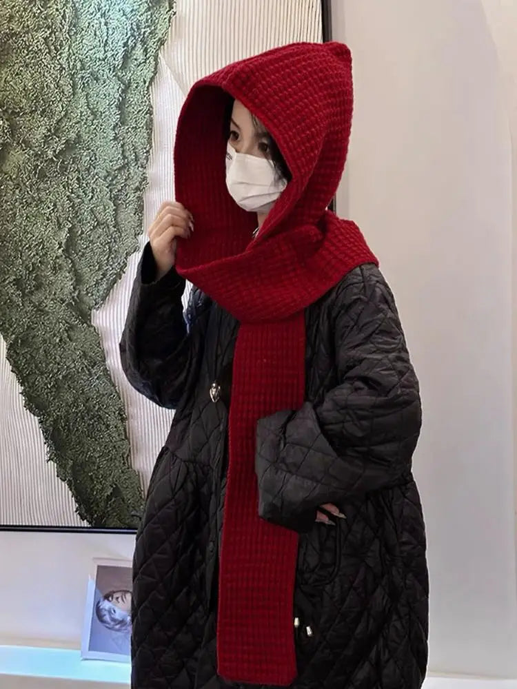 Casual Knit Hooded Scarf