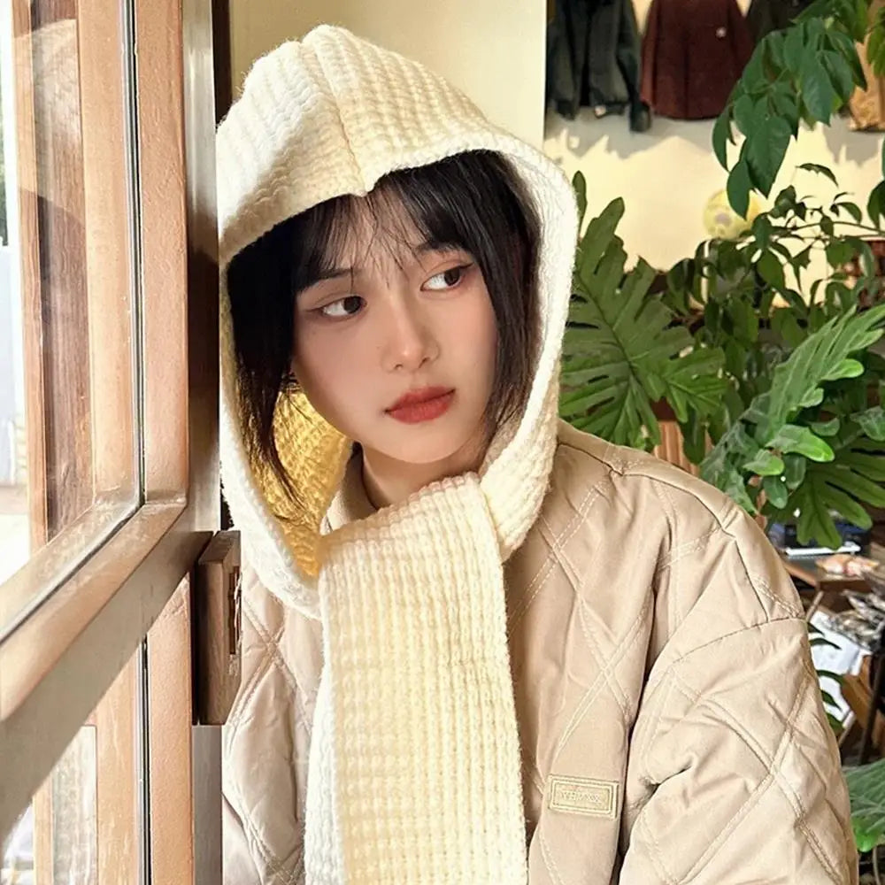 Casual Knit Hooded Scarf