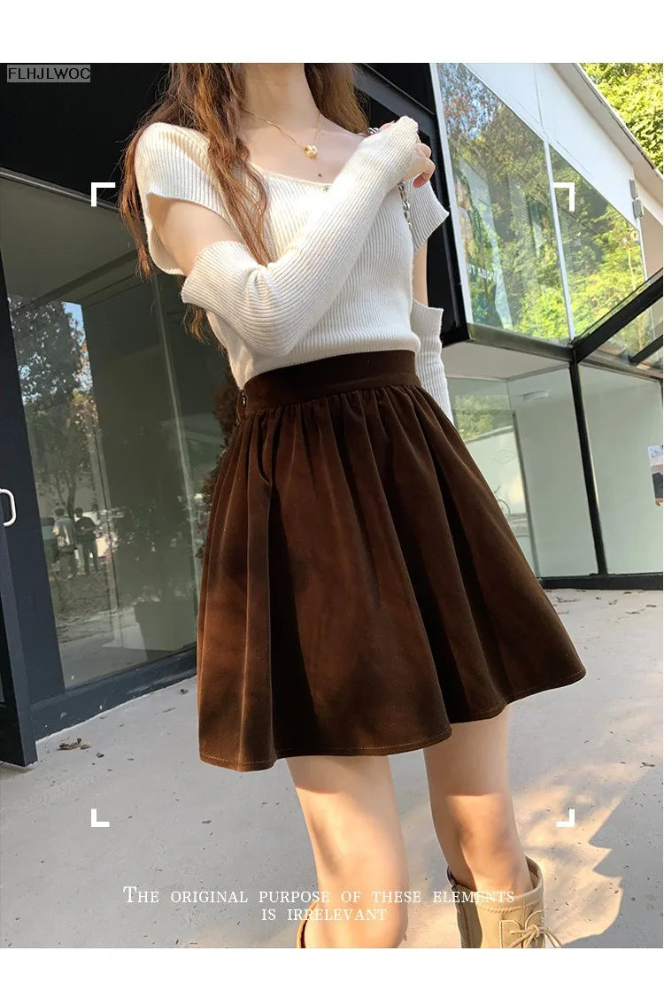 Velvet High-Waist Mini Skirt