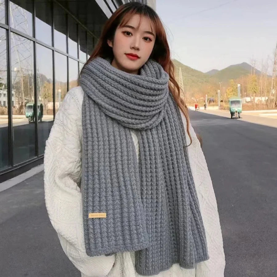 Thick Long Cashmere Knit Scarf