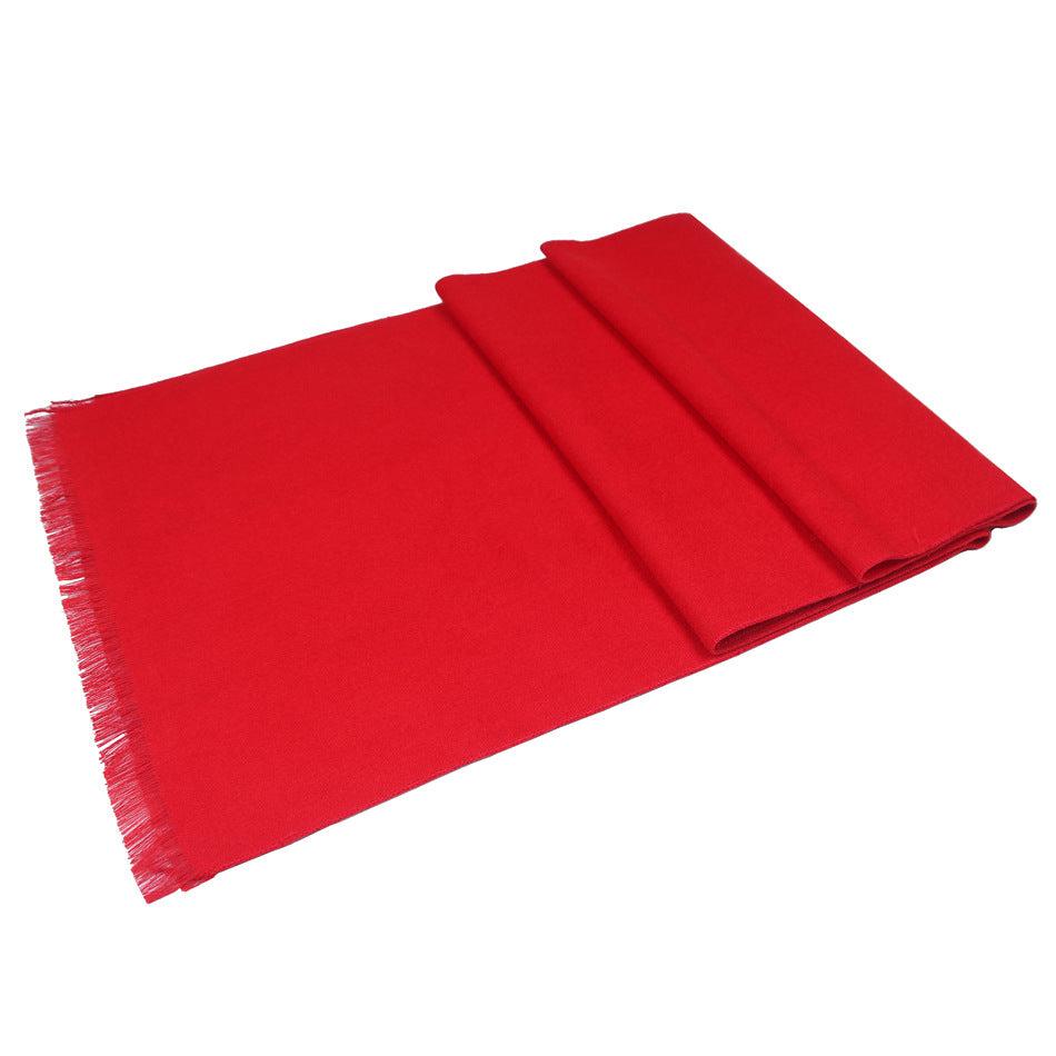 Solid Color Red Luxury Brand Cashmere Scarf
