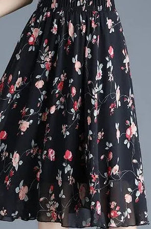 Floral Chiffon Midi Skirt
